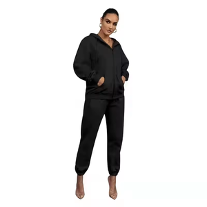 Chándal de mujer bordado personalizado boxy conjuntos unisex algodón en blanco French Terry Pink Zip up Hoodie - Product Image 6