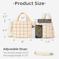 Sac fourre-tout matelassé pour femme avec logo personnalisé, sac à main en polyester imperméable pour le travail, la gym, les courses, avec bandoulière réglable