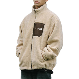 Wholesale Custom Solid Color Zipper Long Sleeve <b>Sherpa</b> Winter Coat Polar <b>Fleece</b> Jacket Street Wear Jackets for Men - Product Image 1