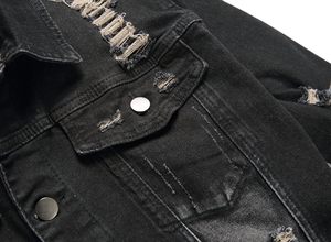<b>Men</b> High Street Denim <b>Jacket</b> and Casual Streetwear Fashion <b>Long</b> Sleeve Distressed with Front Logo and Pockets Denim <b>Jackets</b> - Product Image 3