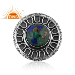 Superventas plata esterlina oxidada Mojave cobre azurita malaquita piedra preciosa anillo de declaración fabricante de joyería personalizada - Product Image 5