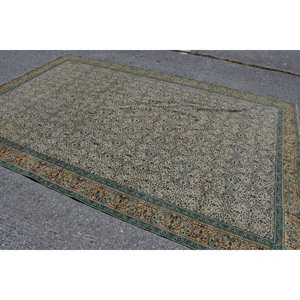 Classique Beige vert 7.3 X 11.1ft fait à la main laine Aubusson Design salon tapis turc tapis Patchwork Latex pour couloir - Product Image 2