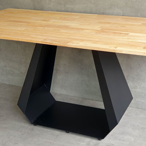 Modern Rectangular Dining <b>Table</b> 160x80cm Rubber <b>Wood</b> <b>Top</b> & Iron Legs Stable & Assembled BA68157 - Product Image 4