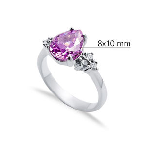 Pink <b>CZ</b> Stone Pear Drop Design Cluster Zircon <b>Ring</b> Jewelry 925 Sterling Silver <b>Ring</b> Wholesale Turkish Jewelry - Product Image 2