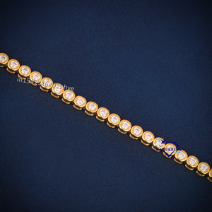 Último diseño corte redondo Moissanite diamante bisel ajuste tenis eternidad pulsera 925 joyería de plata esterlina para mujeres - Product Image 4