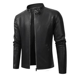 Chaqueta de cuero térmica cálida a la moda para hombre, chaqueta informal ajustada para motorista, chaqueta con cuello levantado de PU para chaqueta suave para hombre - Product Image 6