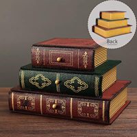 Organizador Decorativo Vintage Caja de Almacenamiento de Libros Falsos de Madera Joyero con Cajones de Tres Capas