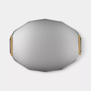 Plateau de service en acier inoxydable écologique de luxe, design floral, poignée moderne, luxe, utilisation en cuisine, fête, passe au lave-vaisselle - Product Image 6