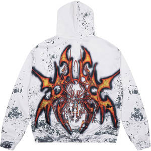 เสื้อฮู้ดแนวสตรีทแวร์ของผู้ชายวินเทจผ้า100% กรดมีซิปประดับพลอยเทียมสำหรับฤดูใบไม้ผลิผลิตตามสั่ง - Product Image 2