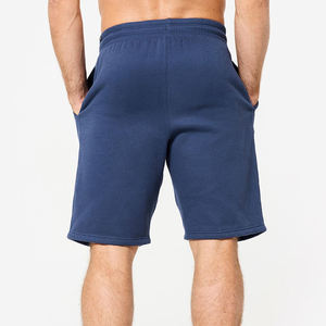 Pantalones cortos de lana azul oscuro para hombre, logotipo personalizado, ropa de calle hasta la rodilla, pantalones cortos con cordón, estilo informal, patrón ecológico - Product Image 3