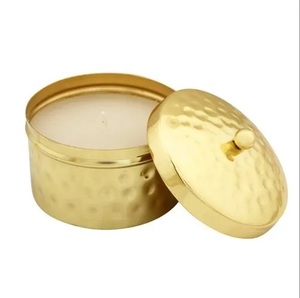 <b>Hammered</b> Finished Golden Candle Jar Best Handmade Metal Candle Jar with Lid Eco-Friendly for Home Hotels Restaurants & Wedding - Product Image 6