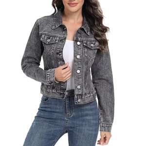 Chaquetas de mujer Lady Jean Jacket Chaqueta de mezclilla de manga larga para mujer Ropa de mujer Color personalizado Cantidad Abrigo personalizado Algodón OEM - Product Image 1
