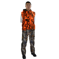 Chaleco de Caza con Estampado de Camuflaje Naranja para Hombre, Sin Mangas, de Poliéster Transpirable, para Verano