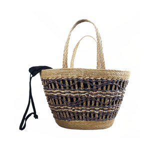 Shopper de algas marinas ecológicas de calidad superior, duradero, ligero, elegante, decoración de rayas con lazo, portátil para tienda minorista - Product Image 1