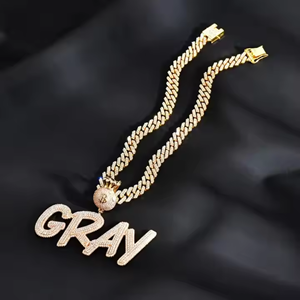 Sac d'argent glacé nom personnalisé pendentif collier moissnite diamant lettres personnalisées pendentif Hip Hop bijoux - Product Image 3