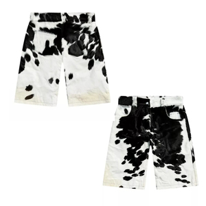 กางเกงขาสั้นหนังวัวแท้ผู้ชาย ดีไซน์ใหม่ไม่ซ้ำใคร สไตล์ไฮสตรีท สีพื้นเรียบง่าย ทรงเข้ารูป - Product Image 6