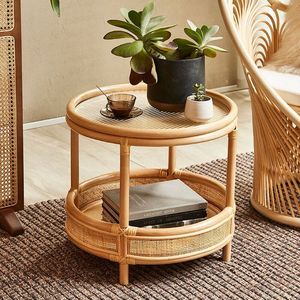 Table nordique en rotin décoratif demandé chaud avec base Table en rotin légère antidérapante mobile écologique en poids - Product Image 5