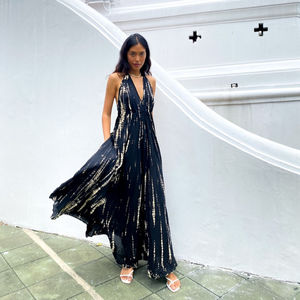Robe longue noire Tie Dye, dos nu, Maxi, style Boho, vêtements de plage élégants et décontractés pour femmes, nouvelle collection 2023 - Product Image 1