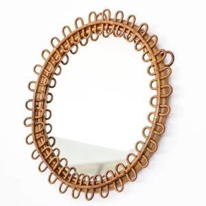 Espejo de pared de ratán hecho a mano de estilo diseño moderno y redondo sostenible al por mayor, respetuoso con el medio ambiente para decoración de cuarto de baño y sala de estar - Product Image 2