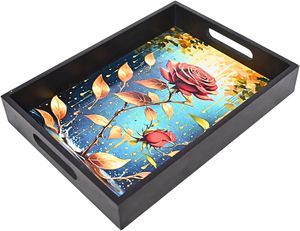 Bandeja DE SERVICIO DE MADERA MDF hecha a mano de fábrica, tamaño mediano de 14 pulgadas con acabado mate, diseño decorativo de Venta caliente por HF CRAFTS - Product Image 5