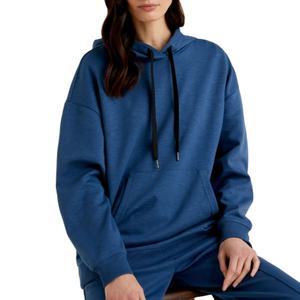 Sweat-shirt pour femme à capuche, 100% coton molletonné respirant, couleur unie, design personnalisé, logo frontal, épaules tombantes, décontracté, hiver - Product Image 1