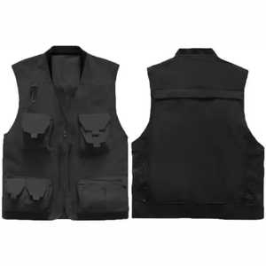 Gilet multi-poches à séchage rapide pour homme Cargo Oversized Photographer Black Mesh Utility Windproof Outdoor Fishing Men's Vest - Product Image 3