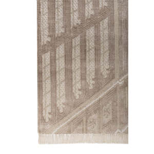 Alfombras Khidki Beige y Marrón con Patrón Geométrico, Tejidas a Mano con Lana y Seda de Bambú, 10 mm de Grosor, para el Hogar, Pasillo, Dormitorio-LRB-1818 - Product Image 4