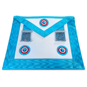 Masonic HUB past Master Mason ผ้ากันเปื้อนสีขาวปักด้วยมือสีเงินรูปสี่เหลี่ยมจัตุรัสและเข็มทิศ - Product Image 4