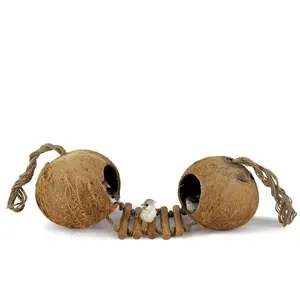 कोको-पर्यावरण ब्रांड प्राकृतिक नारियल के खोल पक्षी शुद्ध हस्तनिर्मित नारियल के खोल झोपड़ी बर्ड नेस्ट हाउस सस्ते कीमत घर के लिए पालतू