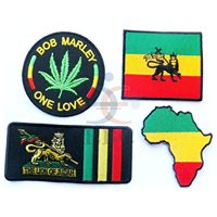 Écusson Rasta Rastafari Éthiopie Jamaïque pour T-shirt, Accessoire de Vêtement à Coudre, Brodé à la Machine, 3D, en Feutre Non Tissé Métallique