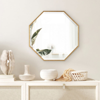 Miroir mural en laiton marocain artisanal, design islamique, miroir décoratif d'accent, cadre en métal doré, décoration d'intérieur pour salon