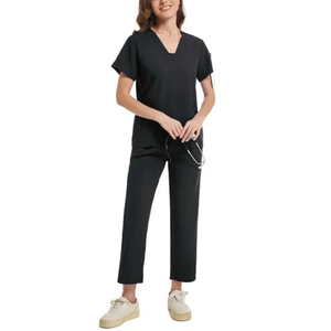 2025 fabricants à la mode à manches courtes femmes hôpital infirmière uniforme gommages costume tissé soins infirmiers hôpital gommages uniformes - Product Image 5