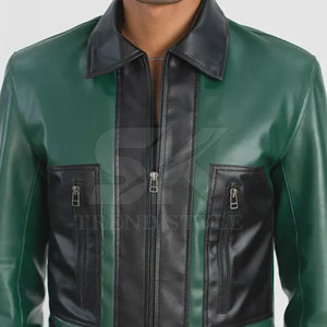 Chaqueta de Cuero para Hombre, Diseño de Dos Tonos, Fabricación Premium, Chaqueta de Cuero Elegante, Chaqueta de Cuero Moderna con Diseño de Dos Tonos - Product Image 5