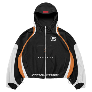 ชุดเซ็ตเสื้อแจ็คเก็ตและกางเกงขาสั้นผู้ชายแบบสั่งทำพิเศษ 2 ชิ้น ชุดวอร์มซิป โพลีเอสเตอร์ กันลม สตรีทแวร์ - Product Image 1