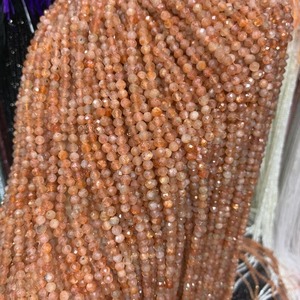 Piedras Sueltas Facetadas de Piedra Solar Natural de 3mm y 4mm, Gema Auténtica Certificada por Terceros de Rajasthan, para Abalorios, 15.5'' por Hilo - Product Image 2