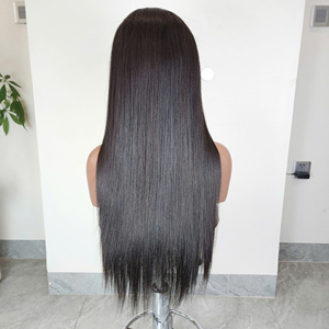 Peluca con malla frontal Futura recta sedosa marrón degradado con parte profunda larga línea de cabello prearrancada 13x6 peluca resistente al calor sin pegamento - Product Image 4