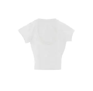 कस्टम सफेद औरत टी शर्ट मुद्रित सादे देवियों काली टीशर्ट मुद्रण खाली कपास ढीला फसल टी शर्ट महिलाओं के लिए