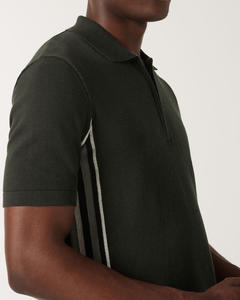 เสื้อโปโลผ้าฝ้าย100% สำหรับผู้ชายมีซิปด้านหน้าทรงสลิมฟิตพร้อมแถบสีล้วนแนวธุรกิจขายส่ง - Product Image 2