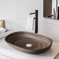 Lavabo en céramique moderne rétro à poser sur comptoir, lavabo artistique pour projets hôteliers de luxe et villas, vente en gros