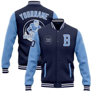 Vente en gros dans l'industrie directe de bombardiers décontractés d'hiver personnalisés, gris, blanc royal, veste bicolore Varsity Letterman - Product Image 6
