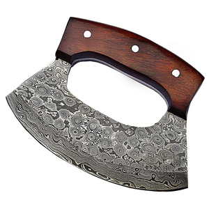 Cuchillo Ulu Duradero, Construcción Completamente en Acero, Hecho a Mano, Estilo Industrial para Diestros, Apto para Lavavajillas, Mango de Madera Antideslizante para Exportación - Product Image 6