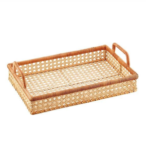 Alibaba Top Seller Bandeja de ratán de forma redondeada con asas de ratán Bandeja organizadora de hogar y cocina al por mayor - Product Image 5