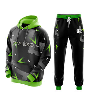 Vente en gros de vêtements de sport biologiques personnalisables pour hommes de grande taille pour l'hiver ensembles de sweat à capuche et de jogging à fermeture éclair avec logo - Product Image 3