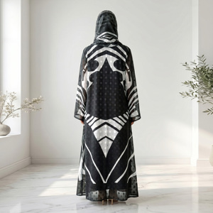 Luxury Chicago Butti <b>Chiffon</b> Open Front Plus Size Abaya Suit Matching Dupatta <b>Scarf</b> Modest Islamic Maxi Dress - Product Image 4