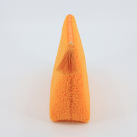 Sac de toilette personnalisé BSCI, couleur orange, pochette en polaire Teddy, trousse de toilette en peluche, étui de voyage