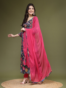Robe Anarkali trapèze en crêpe de polyester brodée avec miroir, col en V, pour femme, dernière collection de créateur, imprimée, OEM, la plus vendue - Product Image 2