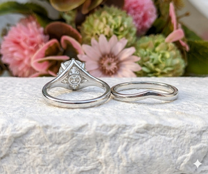Lurba Jewels 2 Ct Round Cut Lab Grown Diamond Vintage Engagement Wedding Ring Set Solid 14K White Gold IGI Certified Bridal Ring - Product Image 4