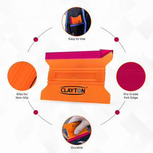 Grattoir de type H Clayton avec raclette en tissu et aimant, bord en feutre, double nervures, orange fluorescent, outil de pose de vinyle premium - Product Image 5