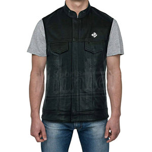 Gilet en cuir de vachette classique sans manches pour hommes Cowboy Hip Hop tendance classique Gilet en cuir de vachette véritable - Product Image 6