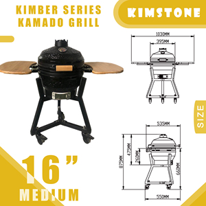 KIMSTONE <span class=keywords><strong>Four</strong></span> en argile 16 pouces de haute qualité Cuisinière <span class=keywords><strong>solaire</strong></span> portable Kamado Grill à charbon de bois pour la cuisine en camping - Product Image 2